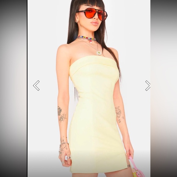 NWT Dolls Kill Yellow Sexy Tube Dress Size Large - Picture 2 of 9
